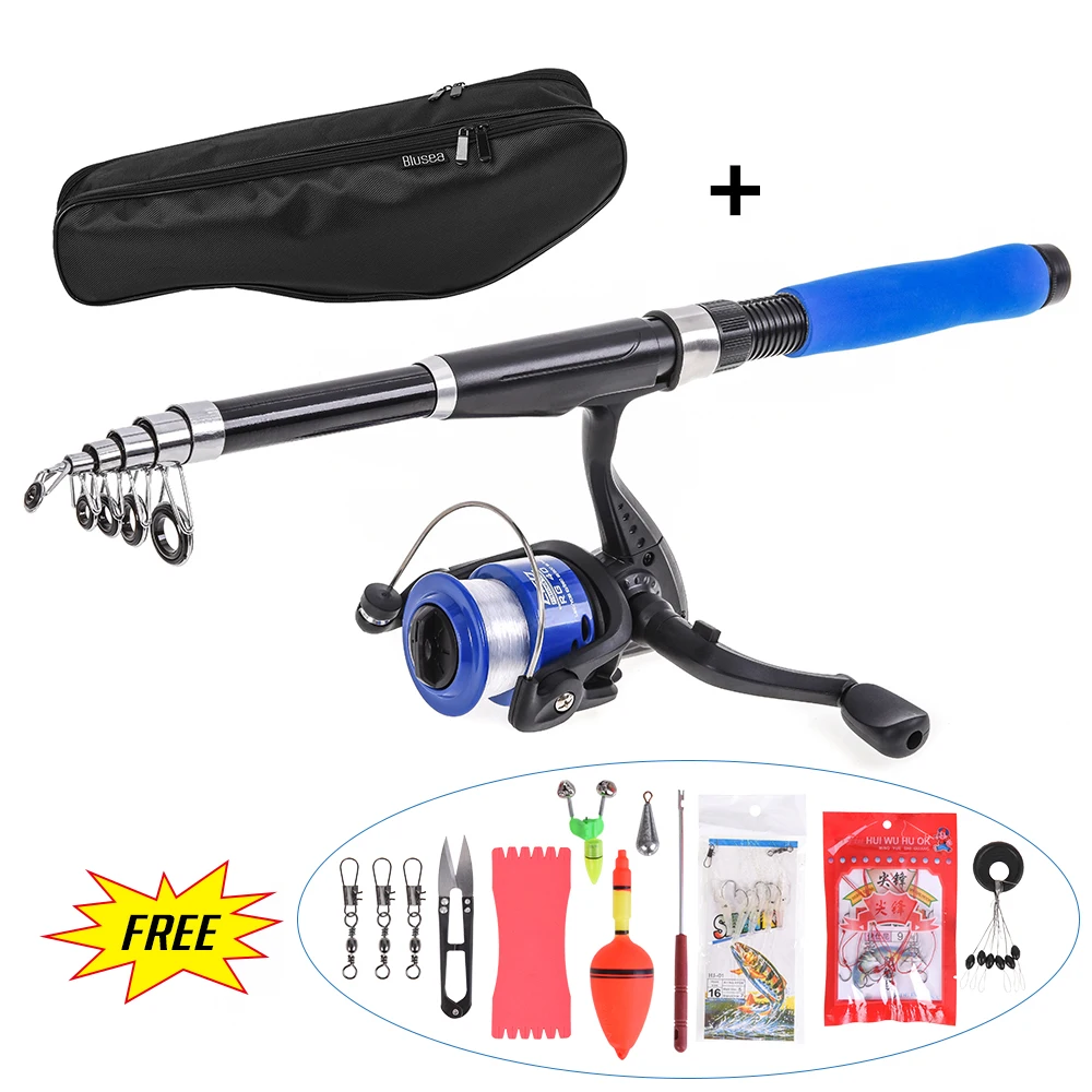 fishing rod set Fishing Reel Rod Combo Telescopic Fishing Rod and Spinning Reel Set Baits Hooks Fishing Bag Kit Fishing Tackle