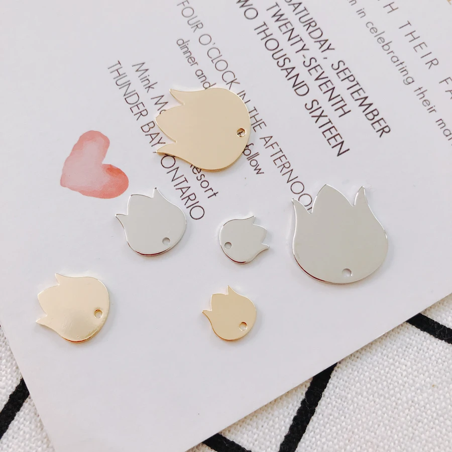 

White K Gold Eardrop Accessories Metal Piece Pendant Earring Necklace Charms Diy Making Material Jewelry Finding 10pcs