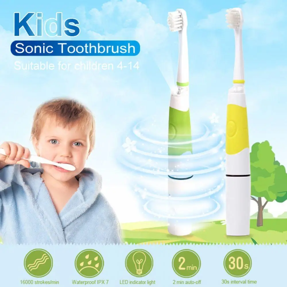 

SEAGO Sonic Electric Toothbrush Kids Battery Tooth Brush with White LED 3 Replace Tooth Brush Head ( For Children Age 4+ ) SG618