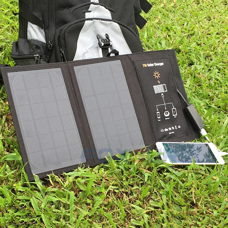 Foxsur 5v 7w Наружное солнечное зарядное устройство Панель 1.2a макс. складное
