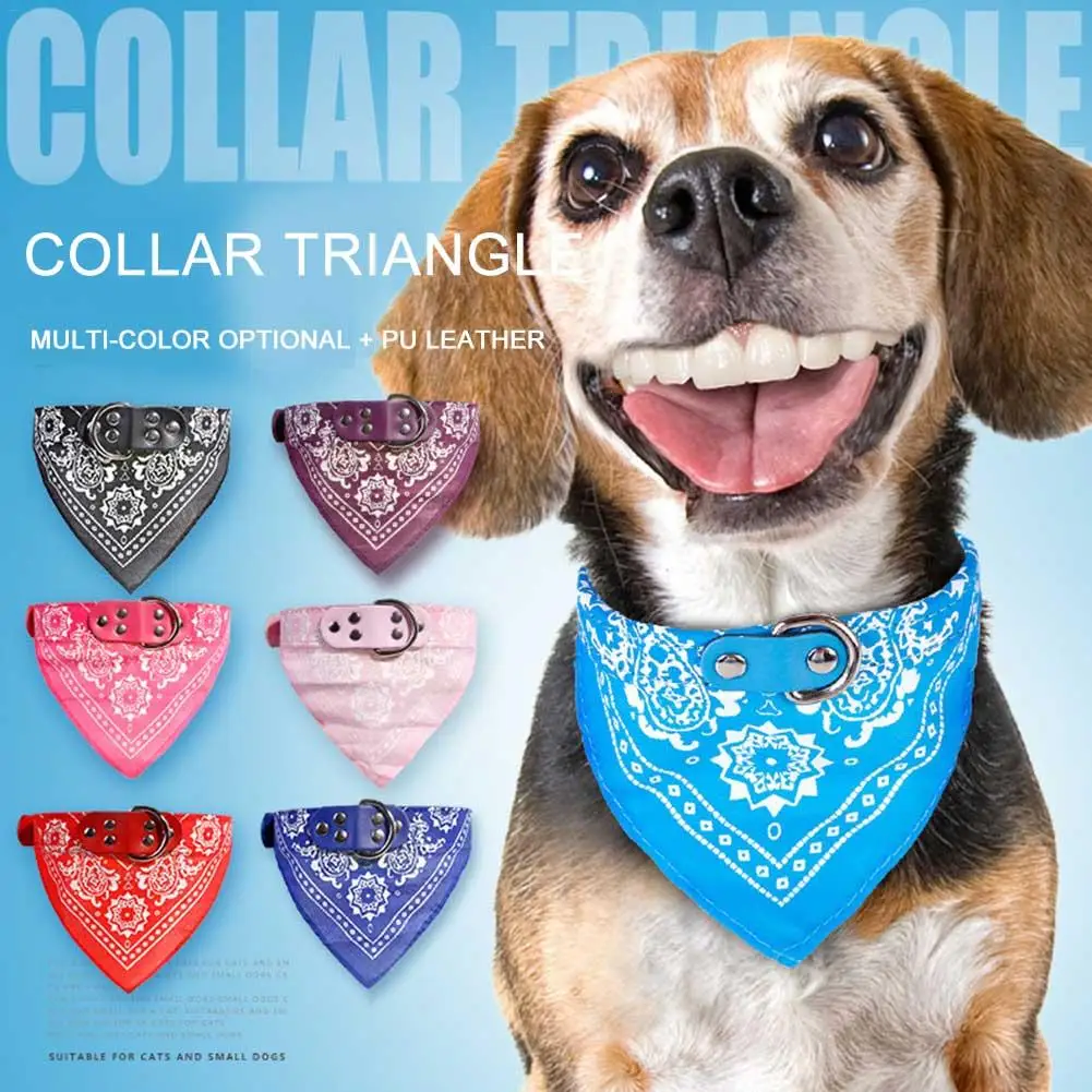 

Wholesale Adjustable 7-Color Puppy Pet Cat Neck Scarf PU Triangle Bandage Leash Collar Chihuahua Dog Accessories Supplies