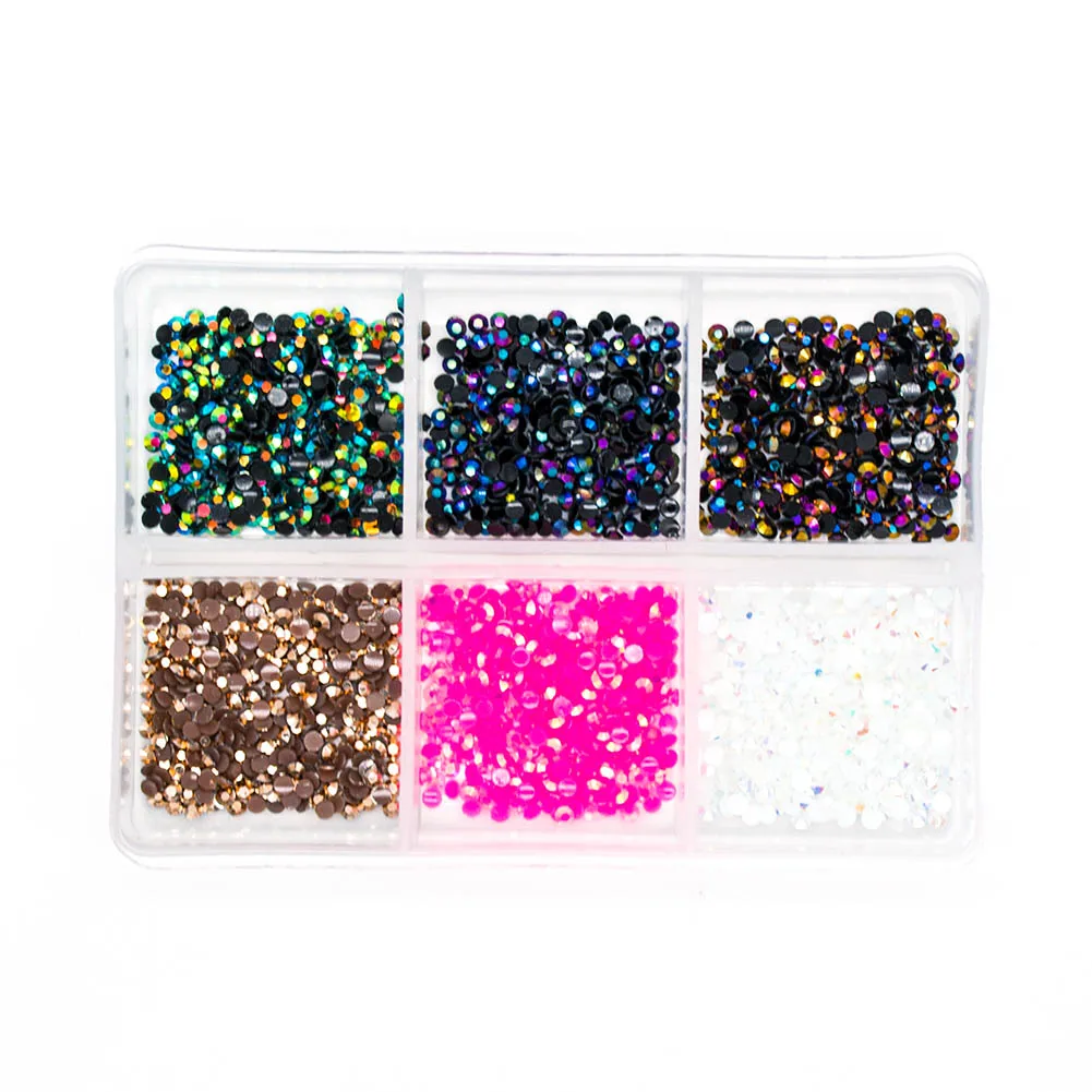 2mm Rhinestones for Nail 6 Color 3D Art Decorations Pearls Crystal Flat Back Stones Charms Diamond Accessoires MJZ1003 | Красота и