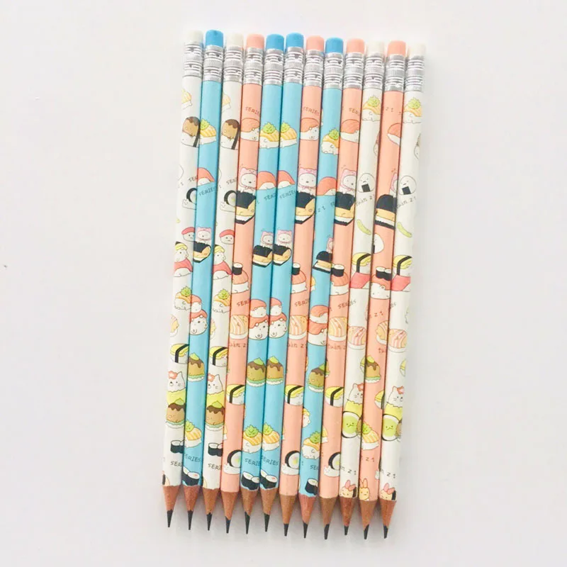 12 штук в упаковке милые суши Sumikko Gurashi практичное карандаш деревянный Стандартный карандашный набросок карандашный рисунок Малыш Школа канцелярских товаров