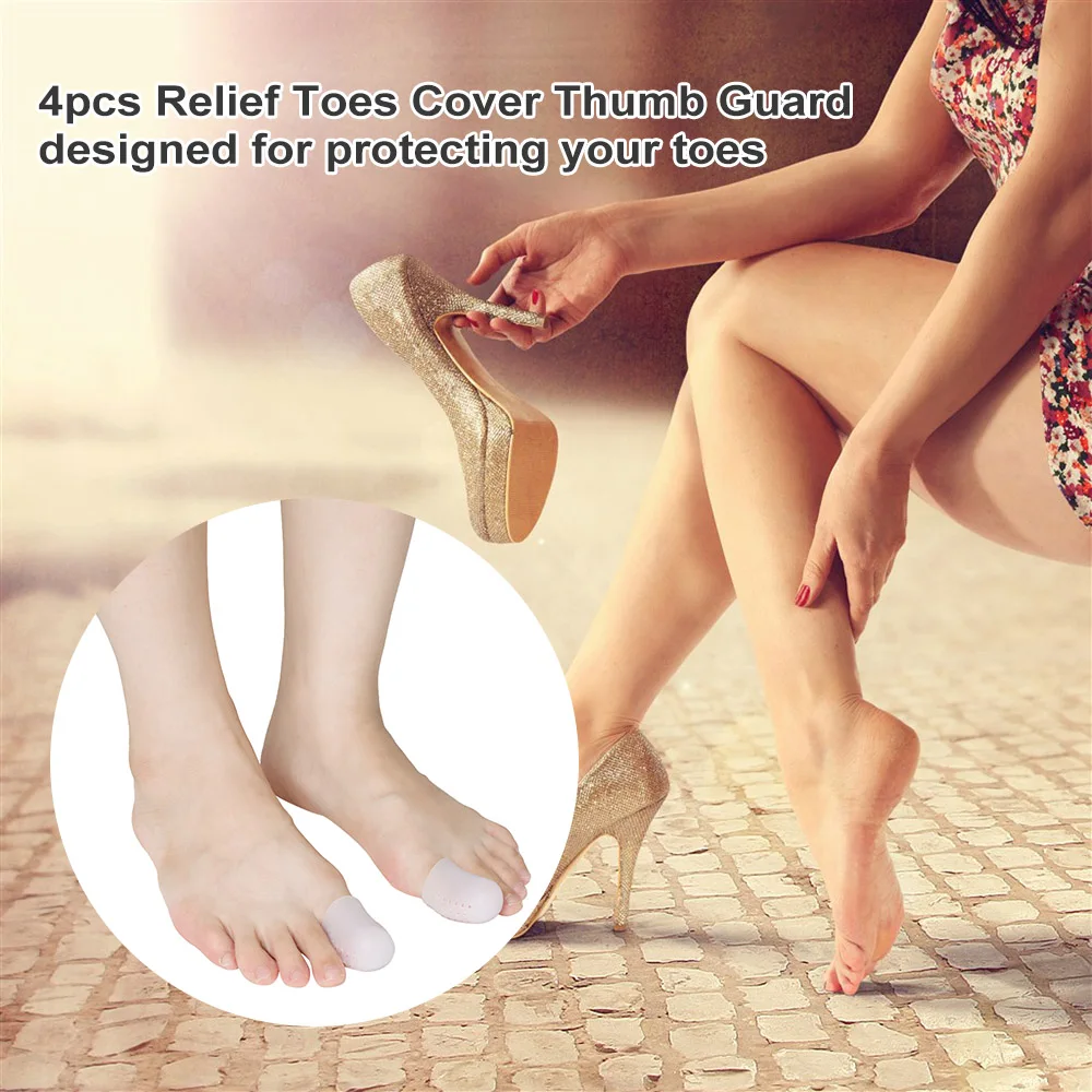 

Toe Separators 4pcs Toe Thumb Daily Use Silicone Gel Toe Bunion Protector Foot Care Finger Hallux Valgus Toe Corrector