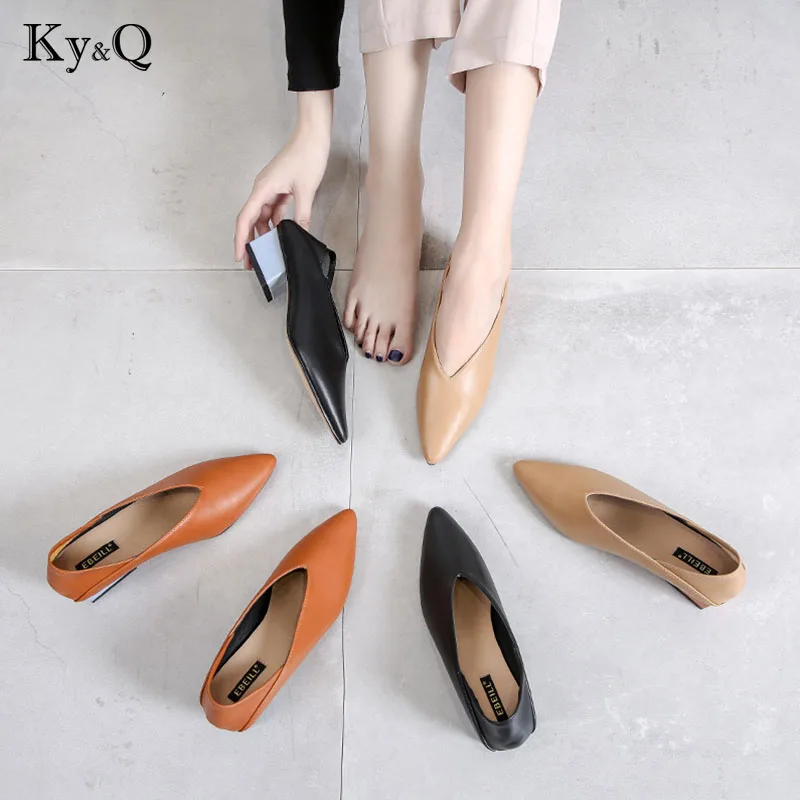 

2018 Candy Color Thick Heel Woman High Heel Pointed Toe Sexy Pumps Winter Sexy Solid Color Elegant Party Shoes