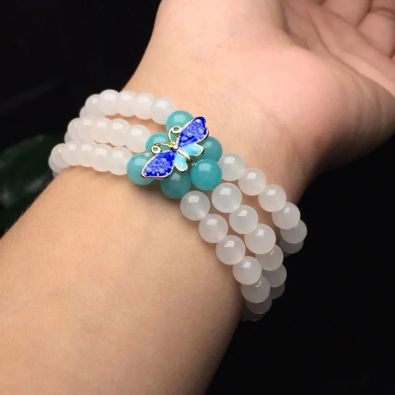 

2019 Pulseira Masculina Rushed Sale Bracelet Erkek Bileklik Yu Xuan, Hetian 3 Circle St Of 6 Mm Beads With Iris Cloisonne