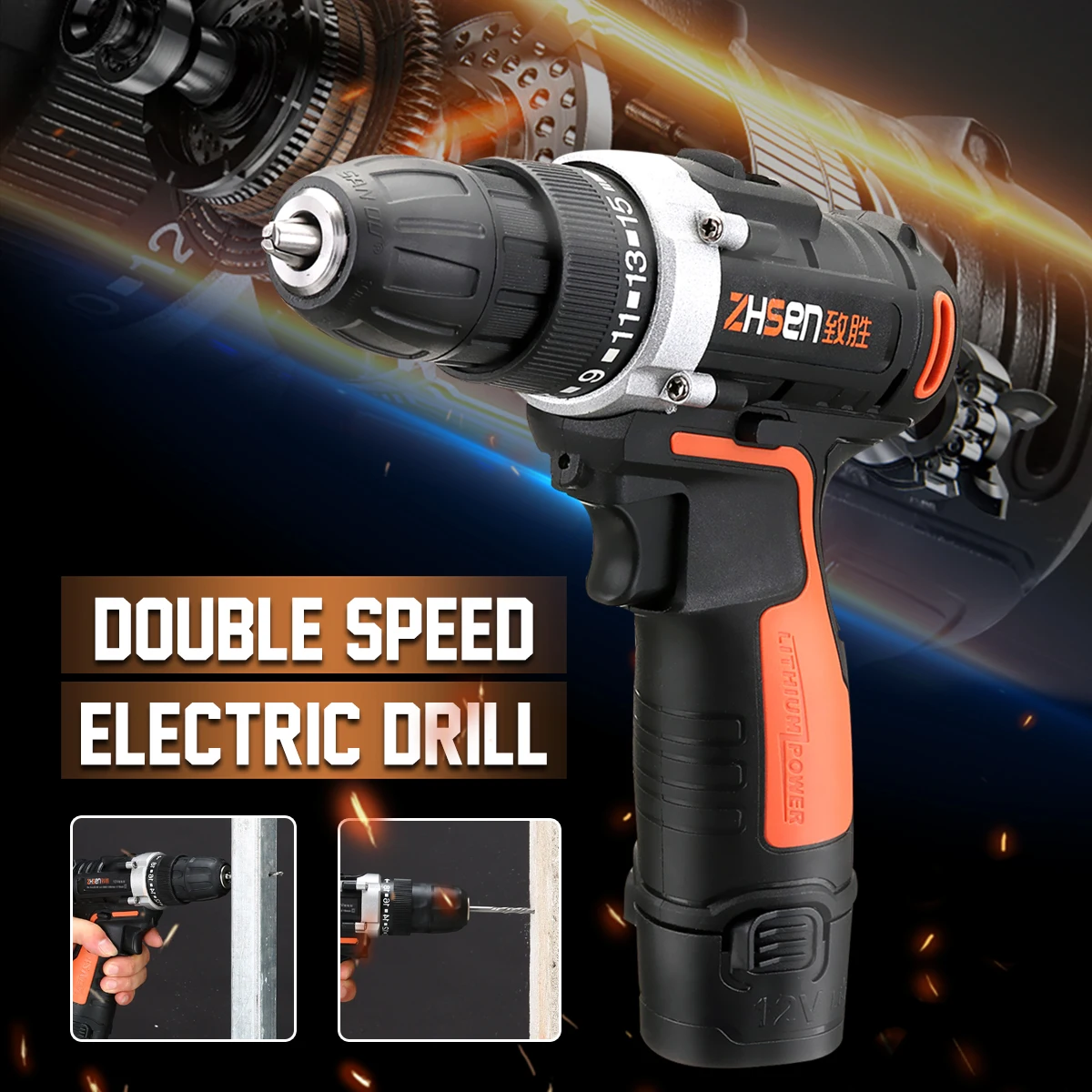 

12V two speed mini screwdriver home diy Rechargeable lithium battery electric screwdriver hand drill wood driver guns power tool