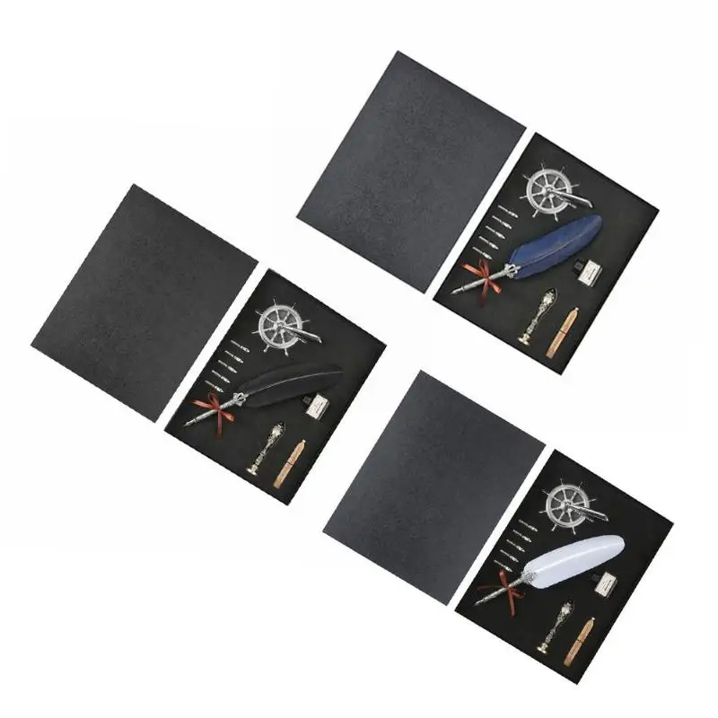 

Feather Dip Pen Writing Ink Set Fountain Pens Stationery Gift Box with 5 Nibs Wedding Quill Pen Fountain Pen Mother's Day Gift
