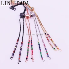 20 шт трендовые разноцветные радужные CZ циркониевые регулируемые размеры теннисная цепочка браслет, для DIY ювелирных изделий Изготовление браслетов