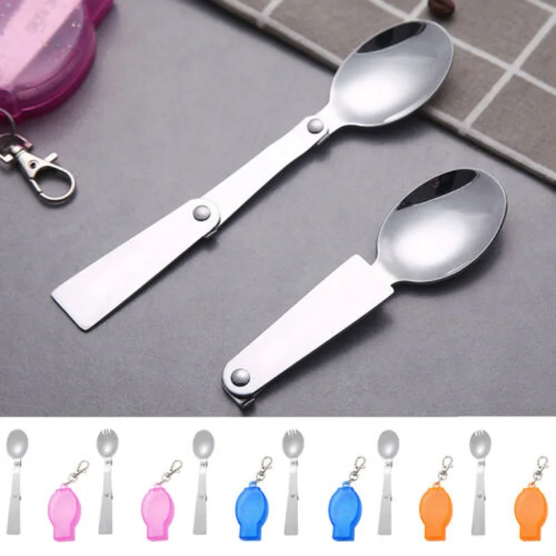 

2019 Brand New Hot Sale Camping Folding Spoon Outdoor Tableware Kitchen Stainless Steel Pocket Scoop