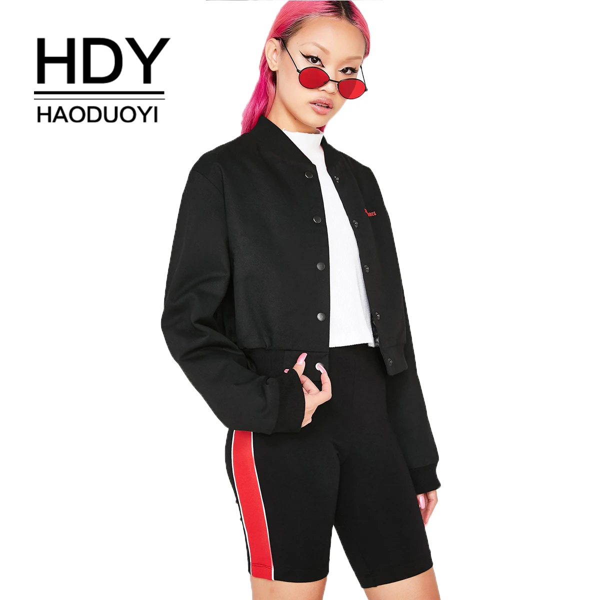 Куртка-бомбер HDY haoduoyi повседневная куртка с воротником и надписью | Женская