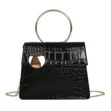 Аллигатор шаблон PU кожа Кроссбоди сплошной цвет сумки на плечо для женщин цепь мессенджер лоскут сумки вечерние Perse Лидер продаж