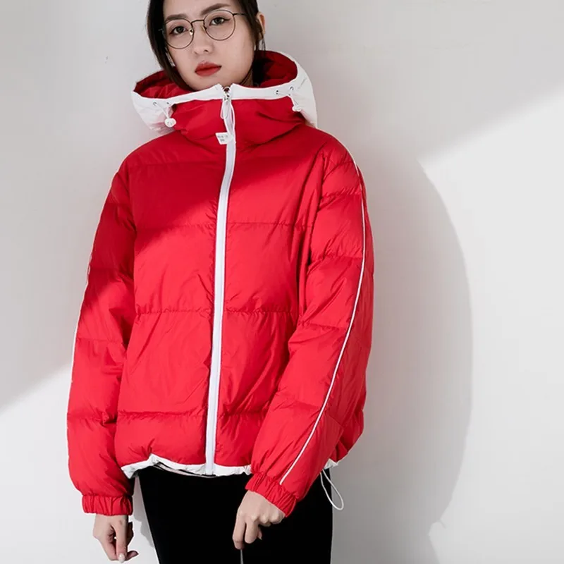 

Fashion Plus Size Parka Loose Hooded Winter Jacket Coat Women Casual Red Warm 90% White Duck Down Jacket Chaqueta Mujer Ls262