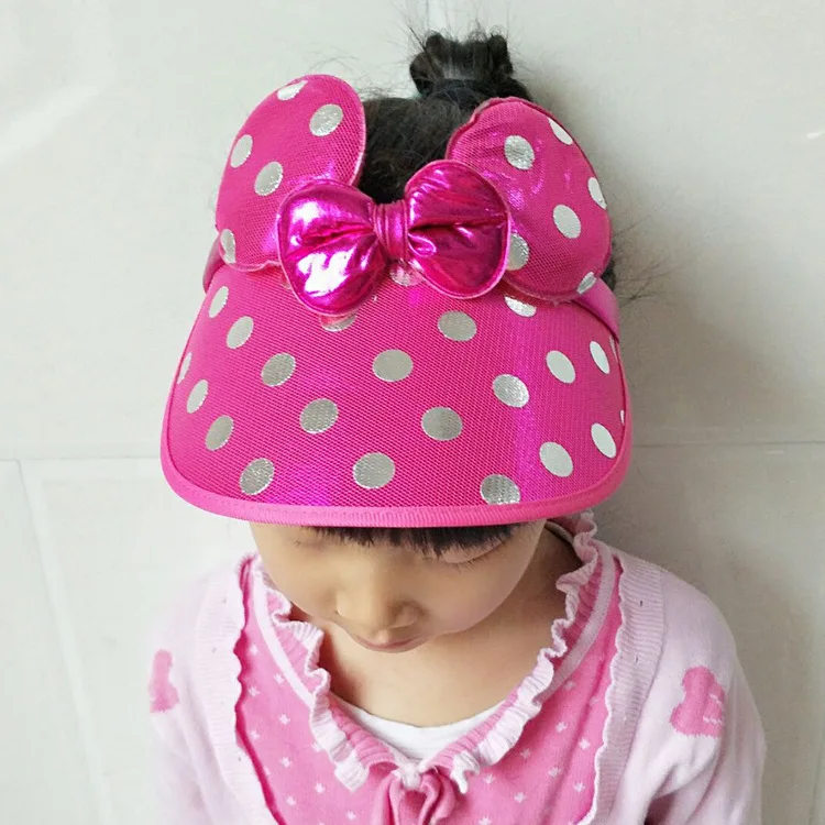 

Children's Beach Hat Girls Cute Mickey Ears Empty Top Summer Bowknot Hat Kids Folding Sunshade Cap Baby Sun Hat For 1 To 8 Years