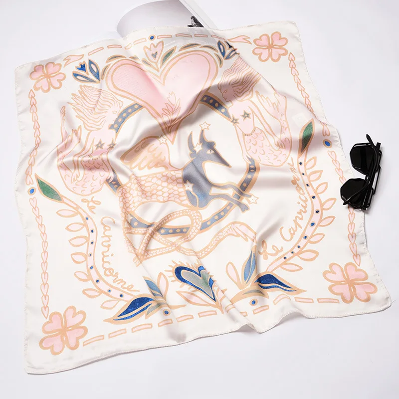 Уникальный 70*70 см 12 Созвездие Шелковый квадратный шарф платок украшение серии Таро дизайн женская голова роскошный бренд сумка лента