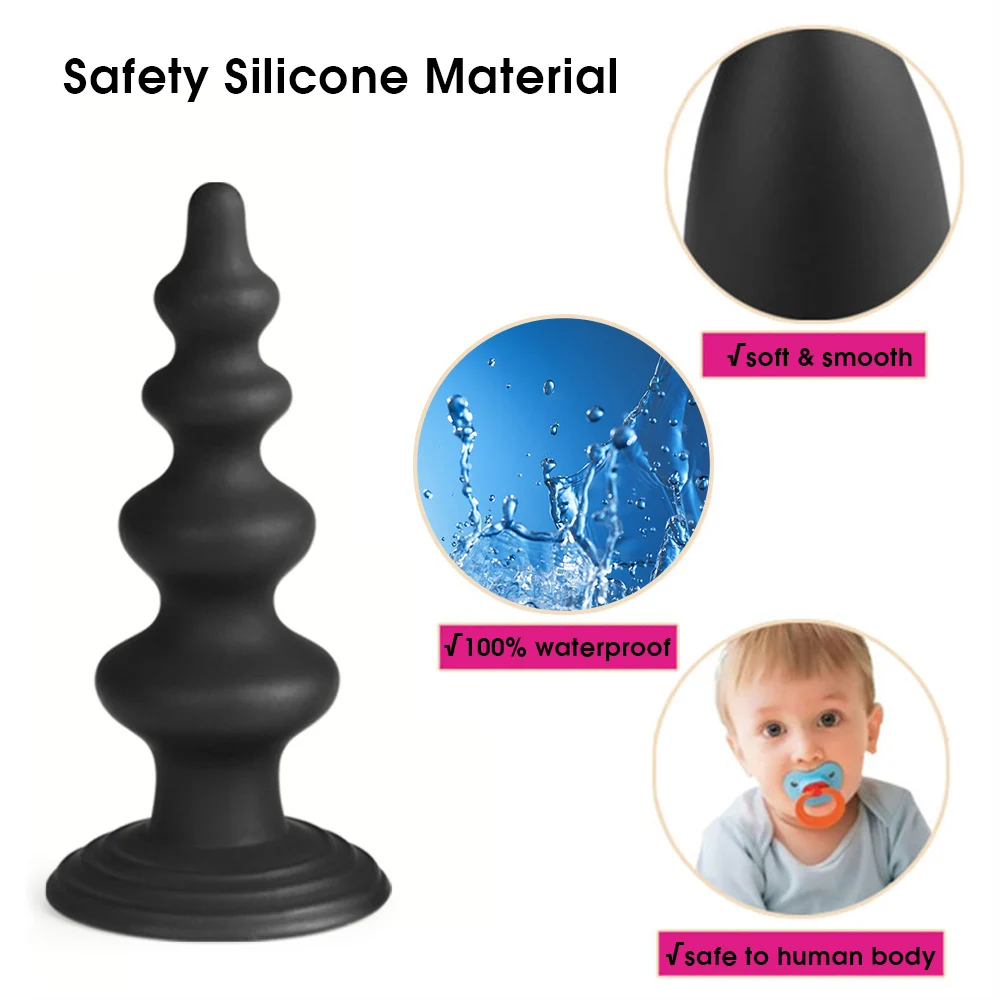 3 Types Anal Plug & Prostate Massager Anal Beads Silicone Butt Plug Stimulator With Vacuum Suction Cup Sex Toys For Women Men