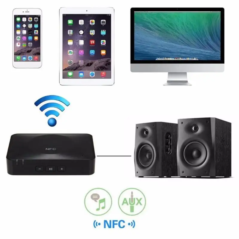 ALLOYSEED NFC 3 5mm Jack RCA Wireless Bluetooth Receiver AUX USB Stereo HiFi Music Audio Wireless Adapter For Headphone Phone TV
