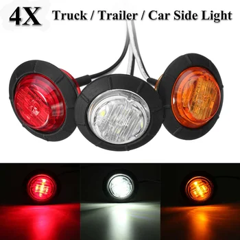 

4pcs 6 LED 12V 1.75 inch Round Car Truck for Van Trailer Lorry Carava Trains Boat ATVs Side Marker Indicator Light Lamp