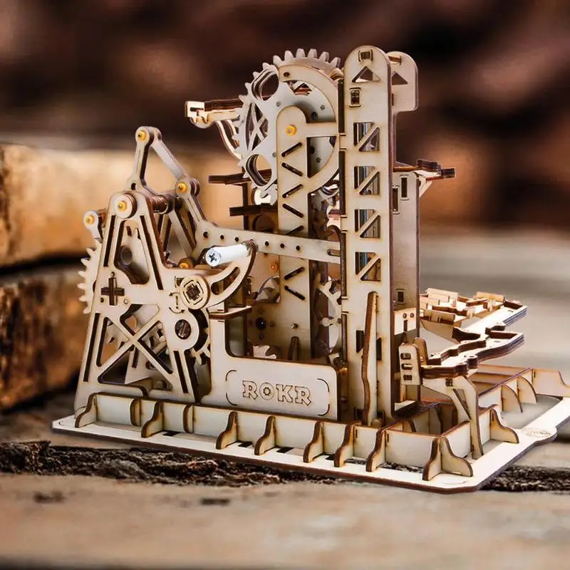 

Robotime DIY Lift Coaster Magic Creative Marble Run Game Wooden Model Building Kits Assembly Toy Gift For Children Adult Lg503