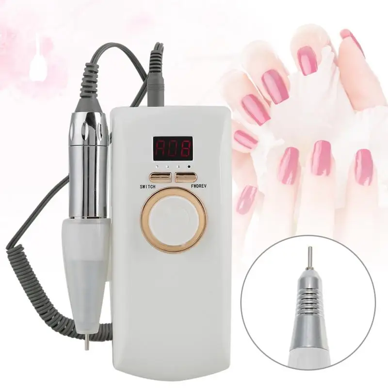 30000 RPM Portable Rechargeable Electric Nail File Drill Machine Grey