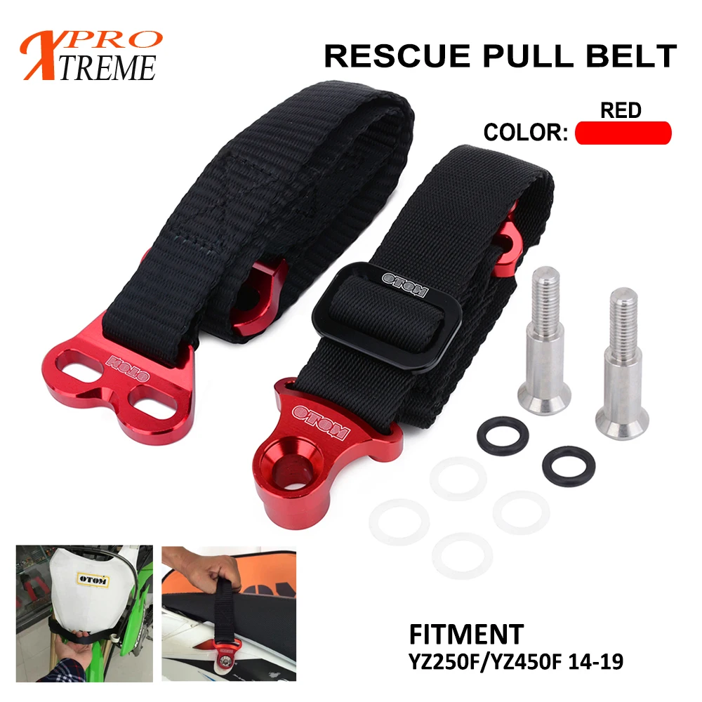 Motorcycle Red Front & Rear Rescue Strap Bundle Tie Band For YAMAHA
