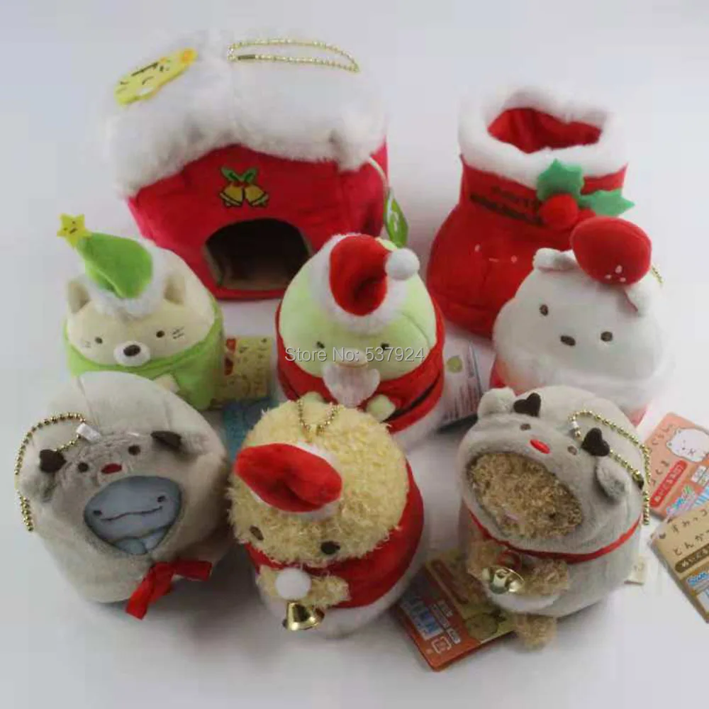 Новые 8 шт. Рождество версия Sumikko Gurashi плащ красный Кепки 3 5 &quot9 см Брелок-плюшевая