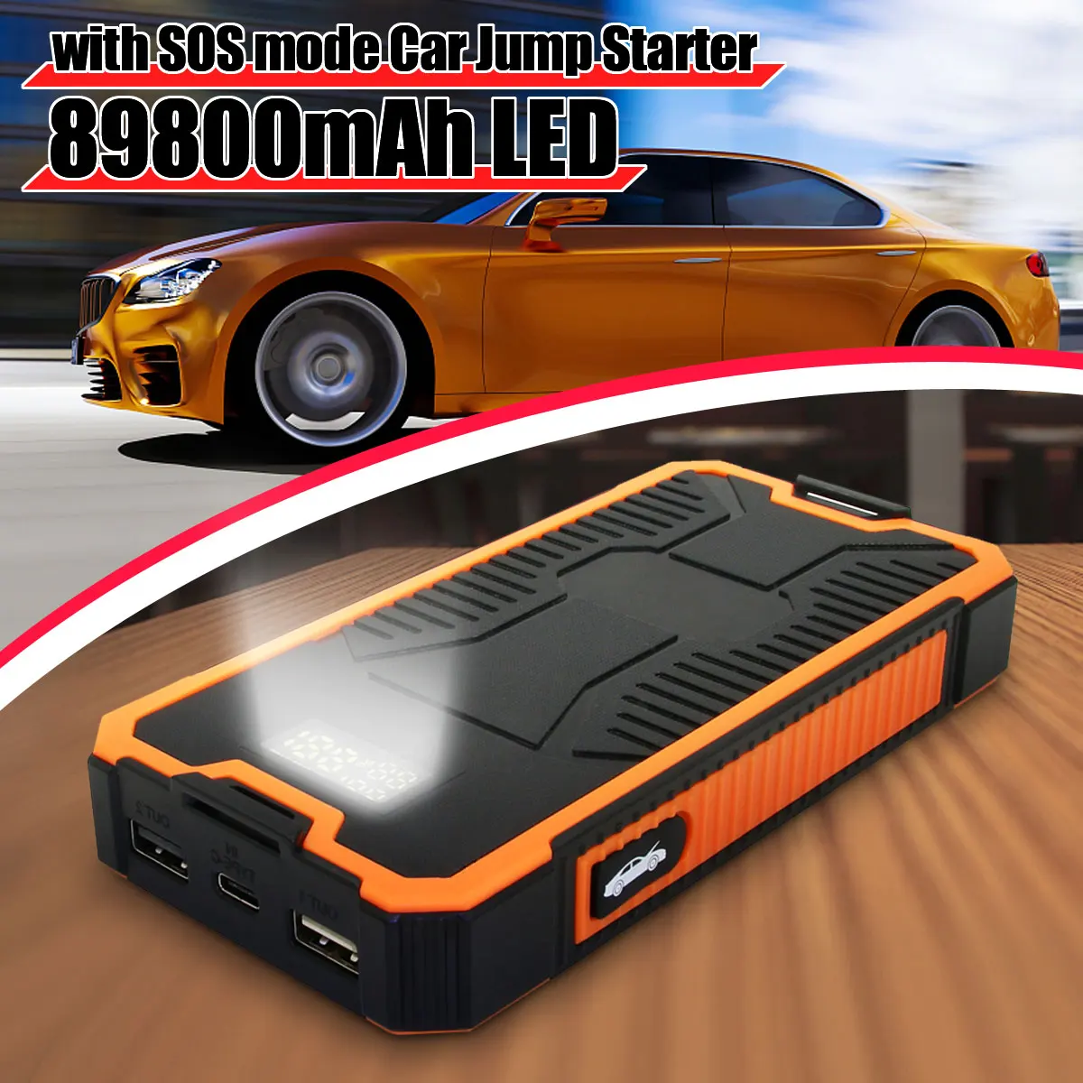2A Fast Charger Car Jump Starter Power Supply 89800mAh Battery Booster USB Power Bank 9V Dual USB Output With Display