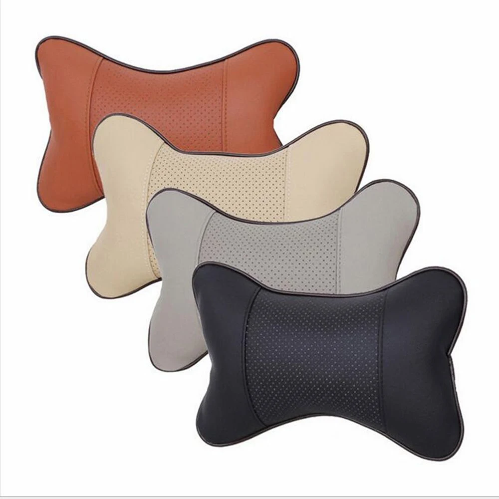 1PC Car Headrest Pillow Neck Automotive Leather Pillow Breathable Car Headrest Supplies Seat Neck Safety Pillow