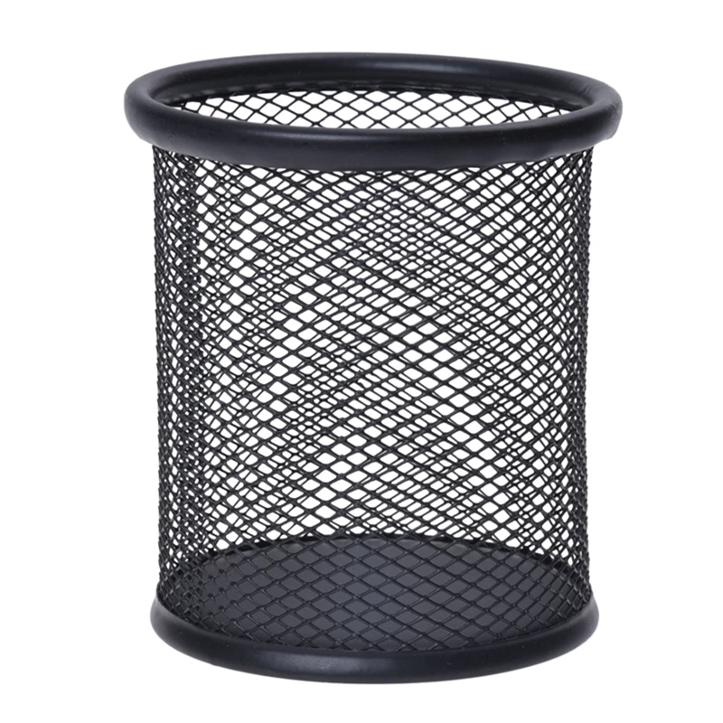 

Black Mini Pencil Pot Holder Pen Storage Vase Stationery Gift Steel Mesh Pencil Cup Box Desk Organizer For Office Home School