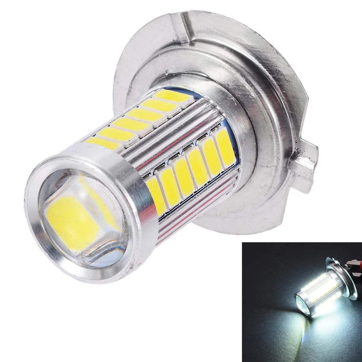 2pcs H7 White 5630 33-SMD LED 12V DRL Auto Car Fog Light Headlight Lamp Bulbs