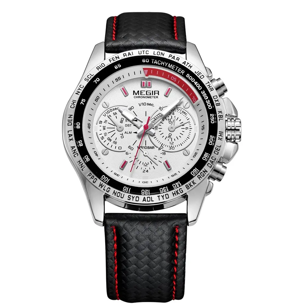 

Silver Shell White Black Belt Fake Three-Eye Quartz Watch Simple Watch Waterproof Casual Wrist Watch For Men And Women