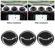 3 pz Anteriore In Fibra di Carbonio di Aria Condizionata Presa Pannello di Copertura Trim per Ford Mustang 15-17 stile Auto Interni accessori