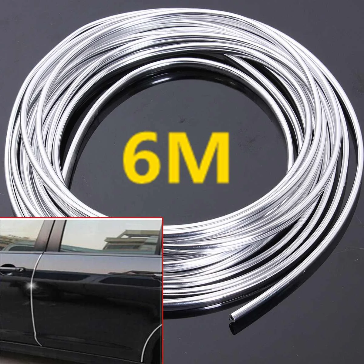 

6M Chrome Moulding Trim Strip Car Door Edge Scratch Guard Protector Cover Strip Roll