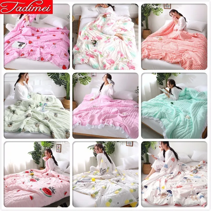 

Autumn Summer Thin Quilt Comforter Single Twin Full Queen King Size Blankets Adult Kid Soft Cotton Bedspread 1.35m 1.5m 1.8m 2m