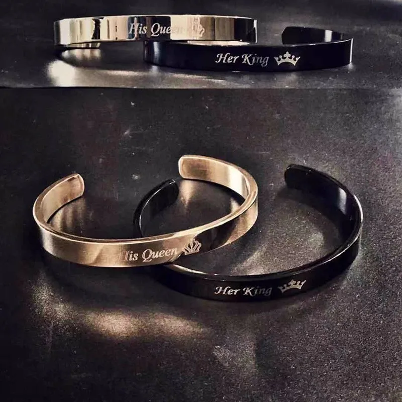 

Vnox Free Engraving Custom Basic Bangles for Women Men Simple Stainless Steel Couple Cuff Bracelets Valentine's Day Gift