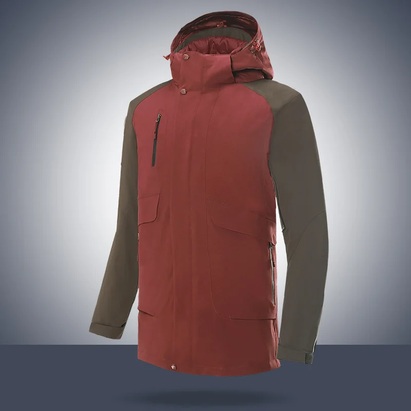 Men's Outdoor 3 In 1 Hooded Jacket With Liner Camping Hiking Climbing