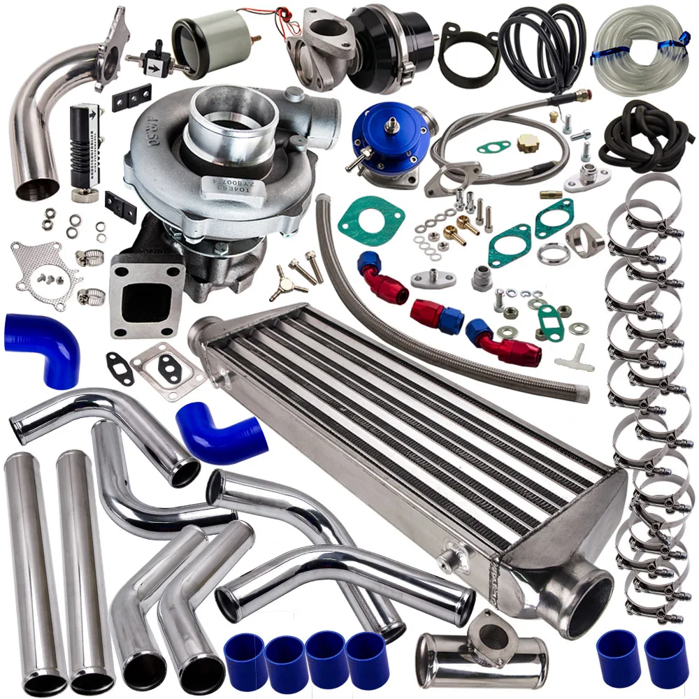 

FOR NISSAN TD42 T3/T4 Turbo Charger Kit+ WASTEGATE + INTERCOOLER+ PIPING AR .63 For T3 T4 T04E Turbocharger