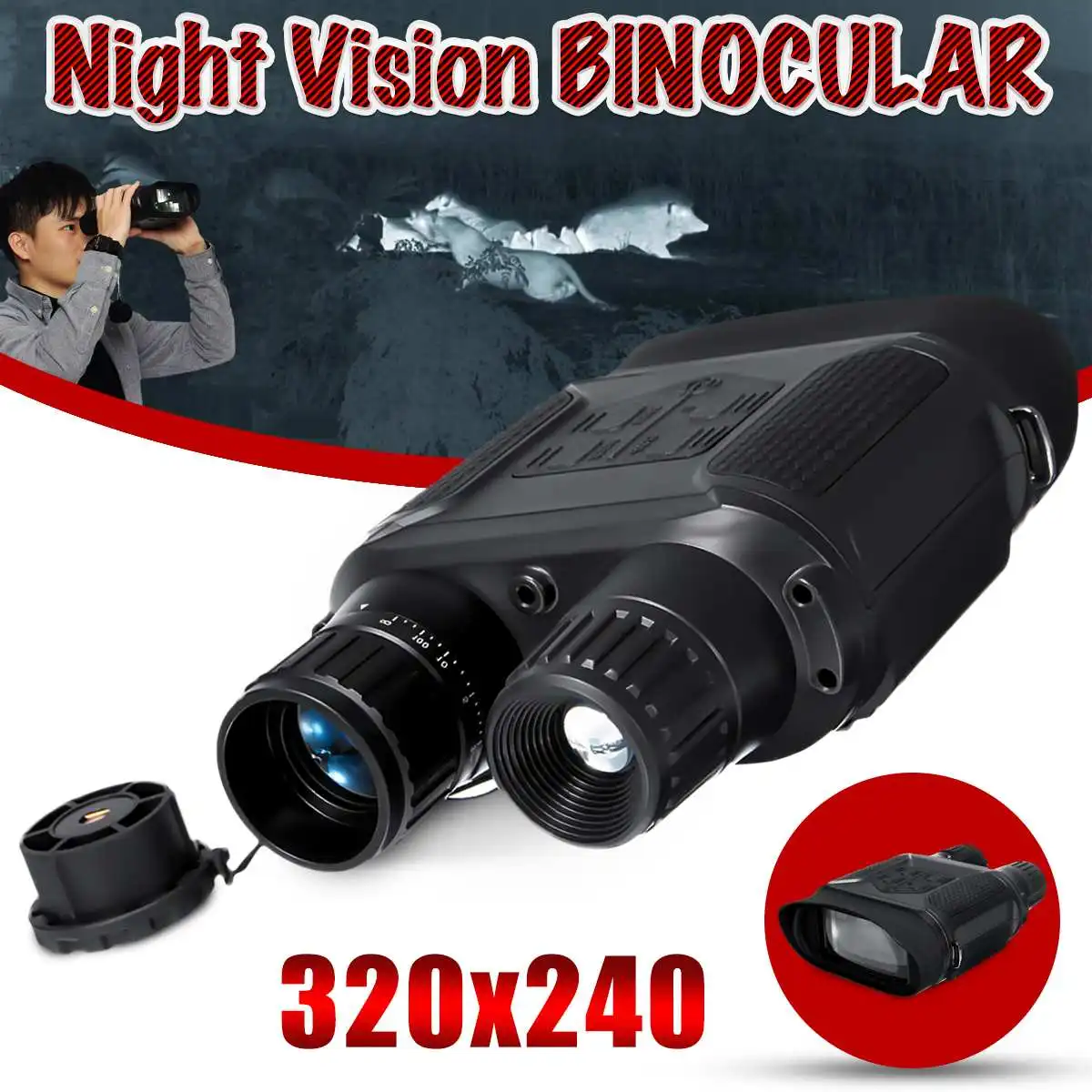 

Night Vision Binocular Digital Infrared Night Vision Scope 1300ft/400m High Definition for Hunting Photo Camera Video Recorder