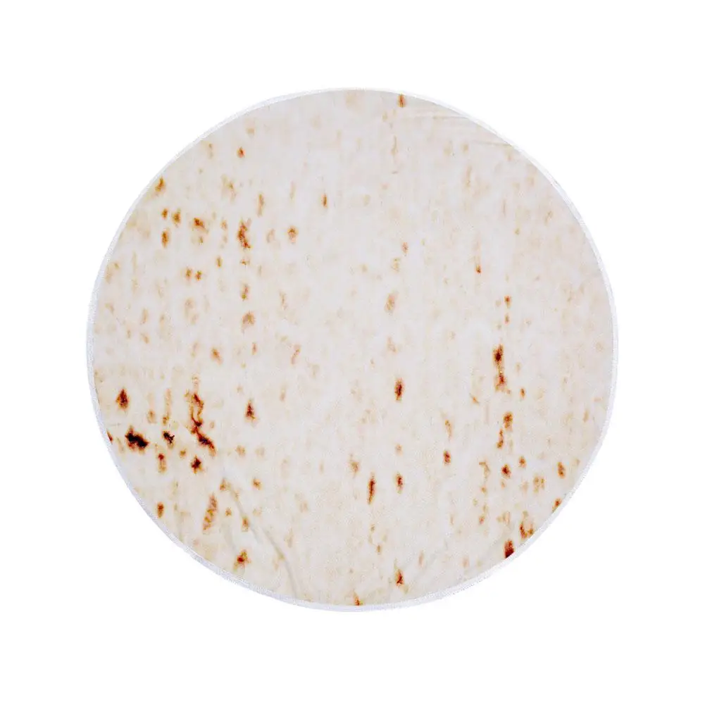 

Tortilla Blanket Round Beach Towel Microfiber Safe No Fading Pancake Mexican Roll Pattern Mat Good Quality Comfortable