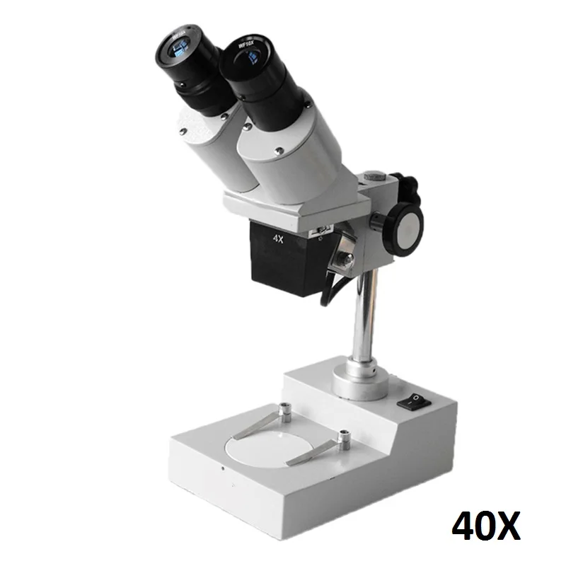 20X 30X 40X Stereo Microscope with WF10X Eyepiece Top Halogen Lamp Lighting Illumination Binocular Head Optical Glass Lens
