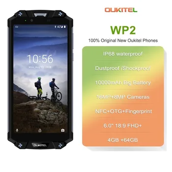 Перейти на Алиэкспресс и купить Водонепроницаемый Смартфон OUKITEL WP2, экран 6 дюймов 18:9, Восьмиядерный процессор MT6750T, 4 Гб ОЗУ 64 Гб ПЗУ, Android 8,0, 10000 мАч, сканер отпечатка пальца