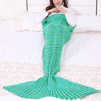 

Winter Blanket Knitted Thinken Crochet Anti-pilling Nap Sexy Cozy Profile Throw Blankets Mermaid Tail Blanket