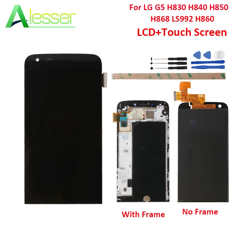 

Alesser For LG G5 LCD H830 H840 H850 H868 LS992 H860 LCD Display Touch Screen With Frame Screen Digitizer Replacement With Tools