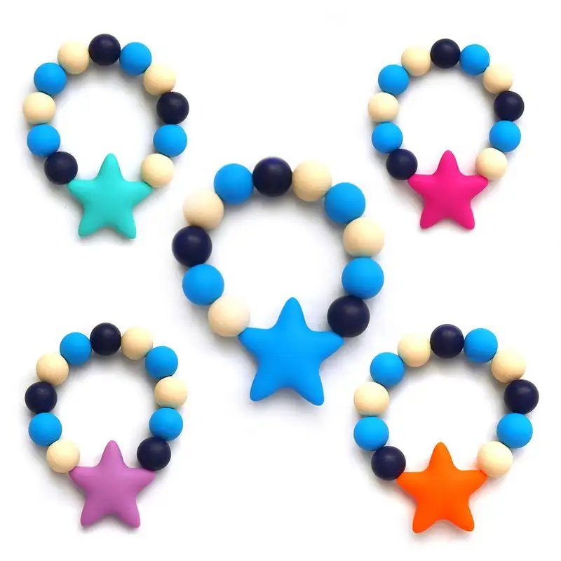 

Baby Pentagonal Bracelet Teether Food Grade Silicone Baby Teether BPA Free Safety Baby Baby Teething Care
