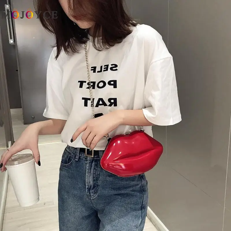 بلون الشفاه شكل أكياس Crossbody للنساء الأزياء سلسلة حقائب كتف مساء حزب مخلب