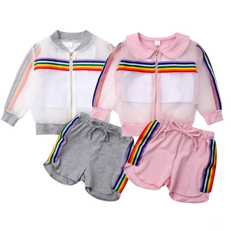

Toddler Kids Baby Girl Clothes Set Coat+Vest+Pants Outfits 3Pcs UV Sunsuit Clothes Summer Fashion Girl Clothing