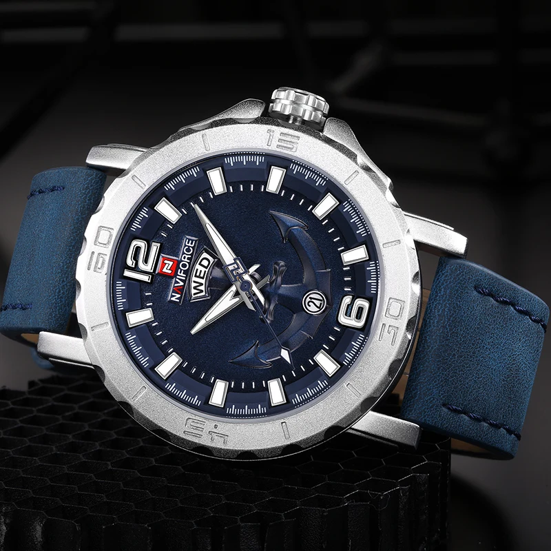 Naviforce творчески аналоговый Кварцевые наручные часы Для мужчин Спортивные часы роскошные кожаные часы Для мужчин часы мужской Relogio Masculino