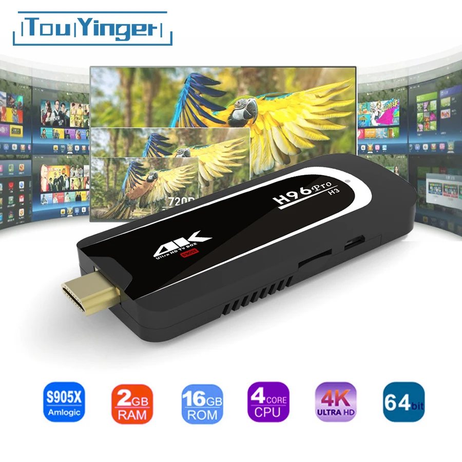 TouYinger H96 Pro H3 ТВ-палка Android 7,1 Amlogic S905X четырехъядерный ARM Cortex tv Dongle 2GB 16GB 2,4G/5.G WiFi BT 4,0 1080P 4K HD