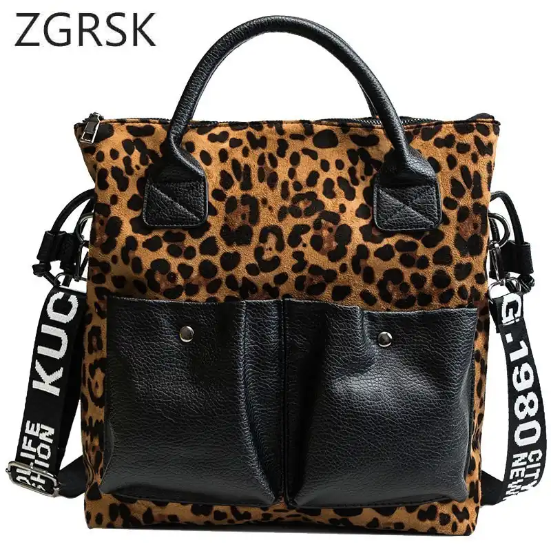 Detail Feedback Questions About Pu Leather Luxury Handbags Pu Leather Luxury Handbags Women Top Handle Bags Designer Leopard Print Double Fashion Shoulder