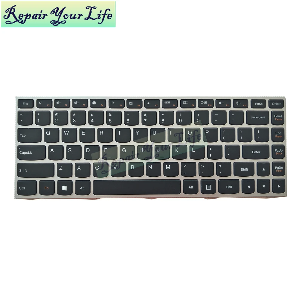 Клавиатура для ноутбука LENOVO G40-70 b40-70 G40-45 V1000 V3000 V1070 Flex2-14a английская Серебристая